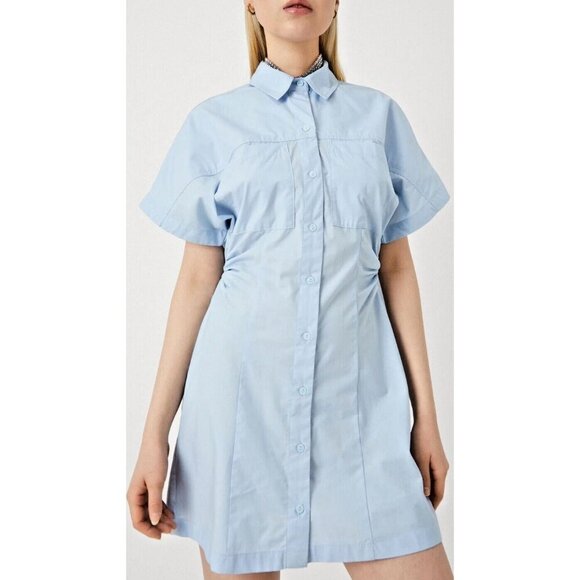 Abercrombie & Fitch Women's Button Shirt Dress blue Plain Turn-down collar - Picture 6 of 12